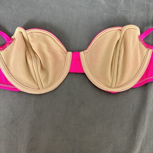 Vintage New NOS Shapes Bikini Set Women's Size 8 Neon Pink Second Skin Satin 90s - Picture 9 of 14